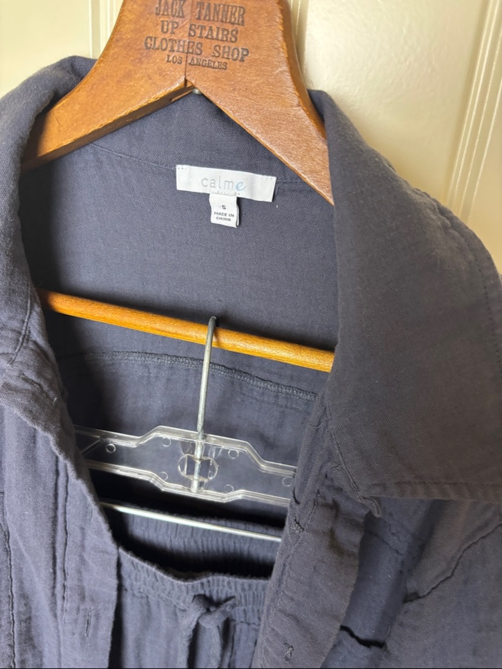 calme Women's Navy Cotton Pajama Set - Relaxed Sleep Shirt